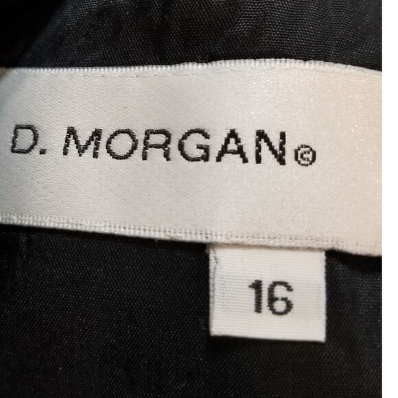 D Morgan 2 Piece Black Suit Set Skirt & Sleeveless Top Floral Embellished Sz 16 - Picture 7 of 7